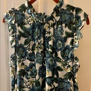 Loft High Neck Floral Sleeveless Blouse XL